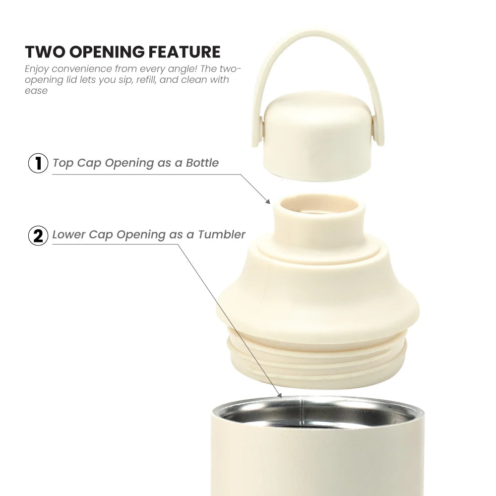 Dual Opening SS Bottles, Double-Wall Insulated Body, Powder Coated, 500ml