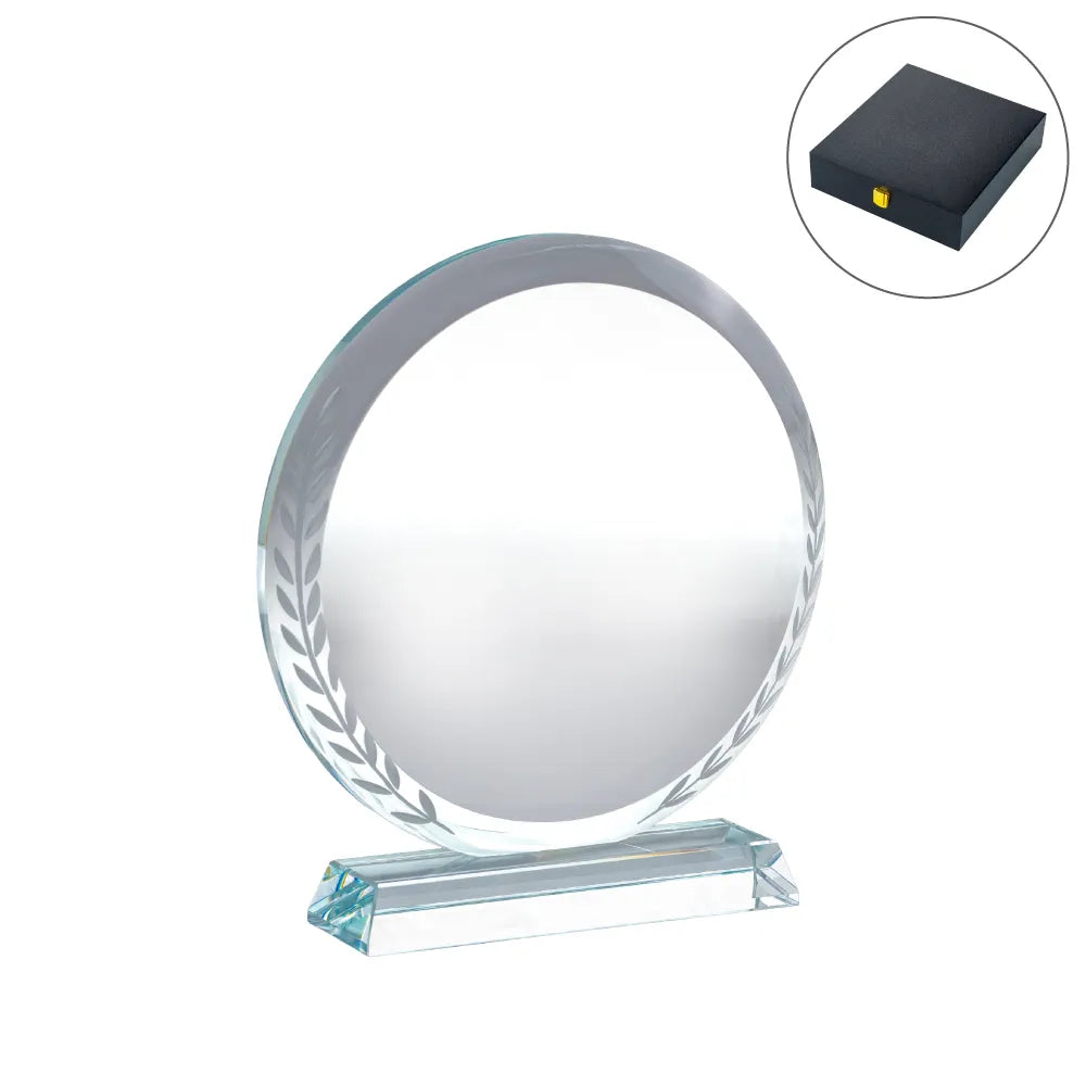 Crystal Awards with Engraved Leaves