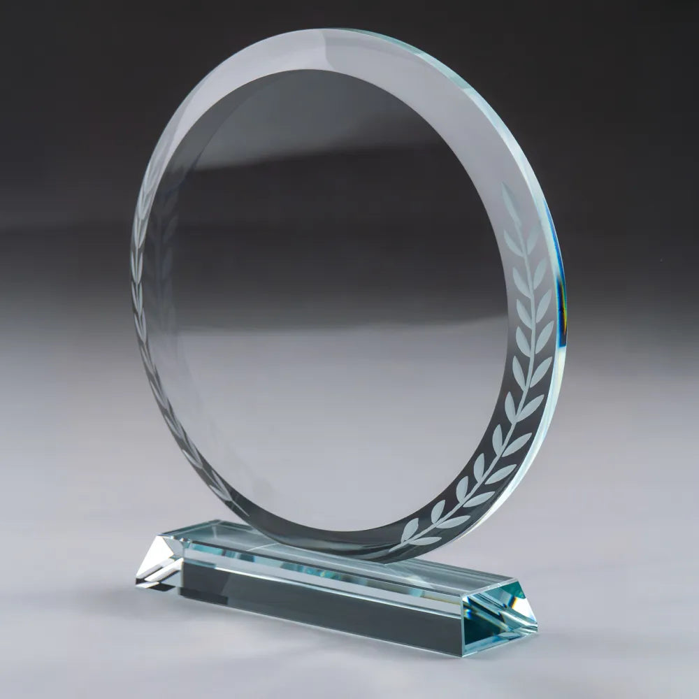 Crystal Awards with Engraved Leaves