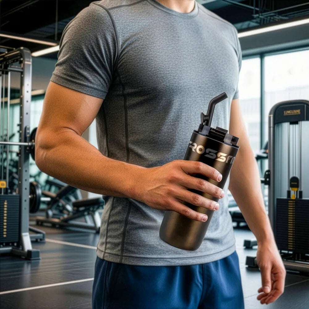 Double Wall SS Tumblers with Transparent Lid & Metal Straw – 500ml